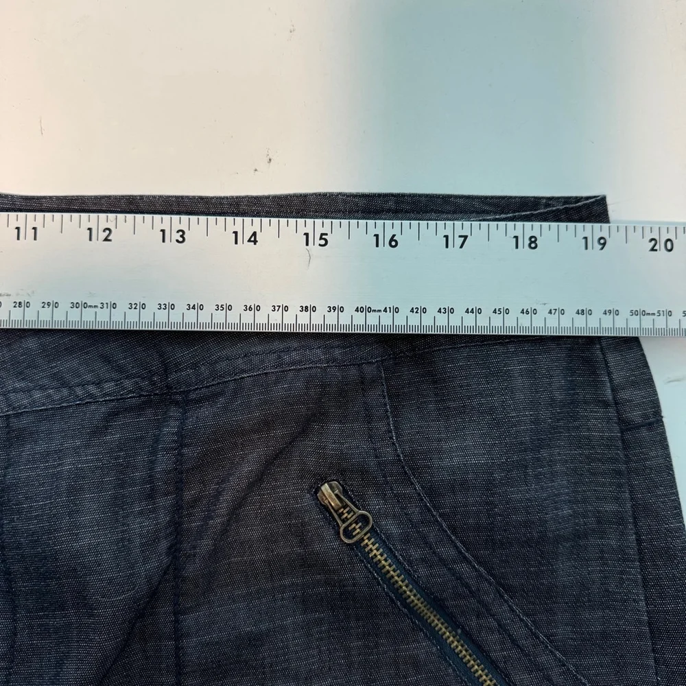 XCVI Wide Leg Pants Women XL Blue Chambray Lagenlook Boho Zip Pockets Casual NEW - Picture 8 of 11